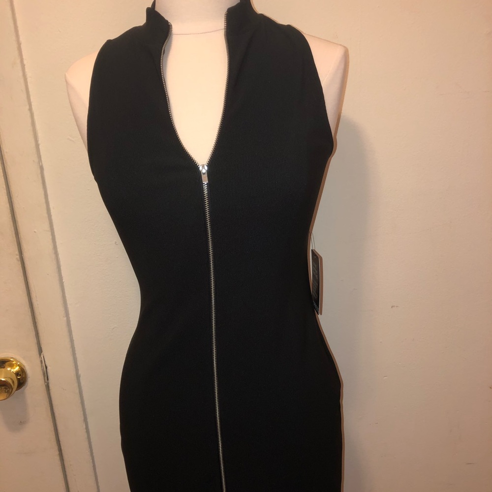 Express Black Midi Dress with Zipper Detail